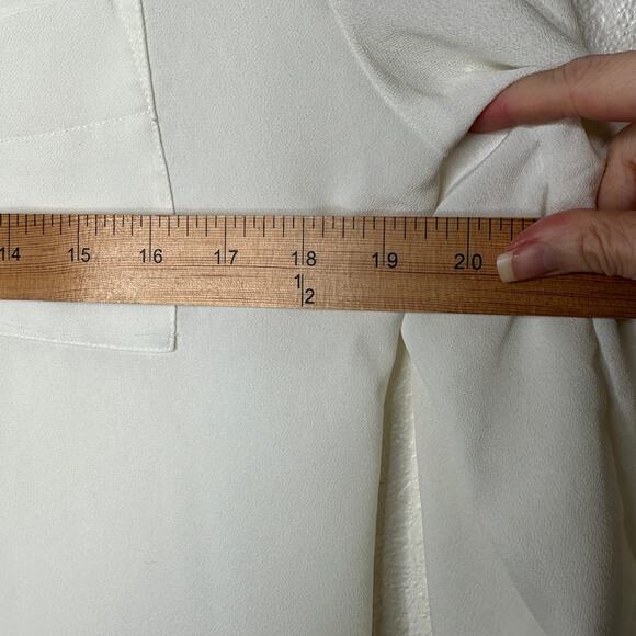 Martinique Ivory Long Sleeve V-Neck Bronze Button Up Blouse Top 6 - Picture 11 of 13